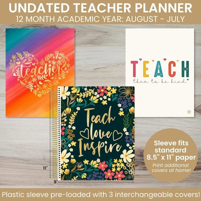 bloom daily planners Undated Academic Year Teacher Planner & Calendar - 7 Period Lesson Plan Organizer Book with Frosted Cover (9" x 11") (Interchangeable Cover) - Bold & Bright - Image 2