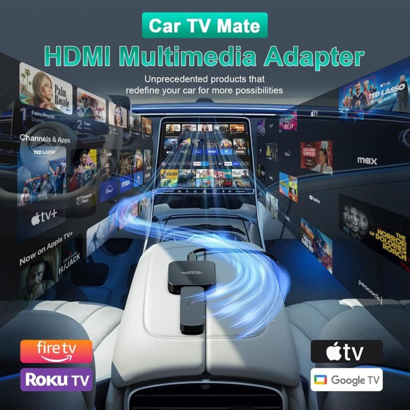 Car TV Mate Max with Wireless CarPlay and Android Auto Adapter, Fire TV Stick Converter for Car, 3 in 1 HD HDMl Multimedia Adapter Cast Video/Game to Cars for Wired CarPlay and Most Streaming Devices - Image 3