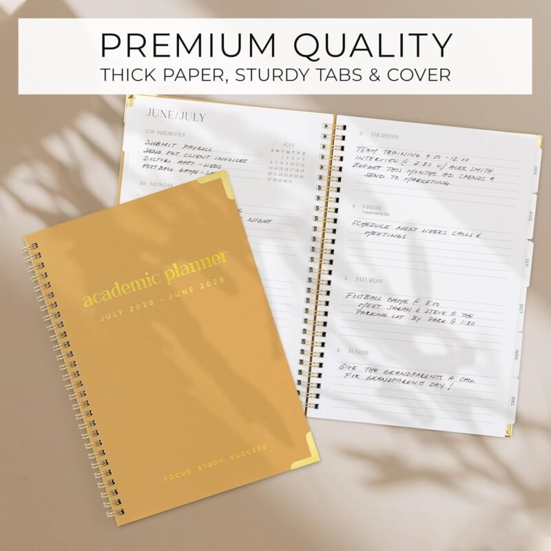 Aesthetic 2025-2026 Academic Planner - A Beautiful 7 x 10" Daily Planner for Women or Men with Weekly & Monthly Spreads For The 25-26 School Year - Modern Calendar Runs From July 2025, June 2026 - Image 5