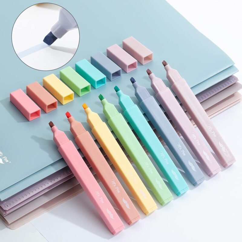 Mr. Pen- Aesthetic Cute Pastel Highlighters Set, 8 pcs, Chisel Tip, Candy Colors, No Bleed Bible Assorted Colors - Image 7