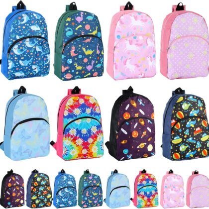 12 Pack Kids Backpack Bulk 15'' Elementary Kindergarten Preschool Back School Supply Bundle for Boys Girls Charity Donate