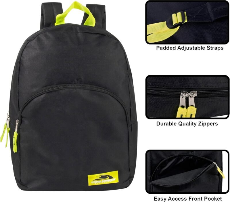 Color Block Backpacks for School Boys and Girls, 15 Inch Two Tone Backpack for Classroom, Work, Travel for Kids and Adults - Image 2