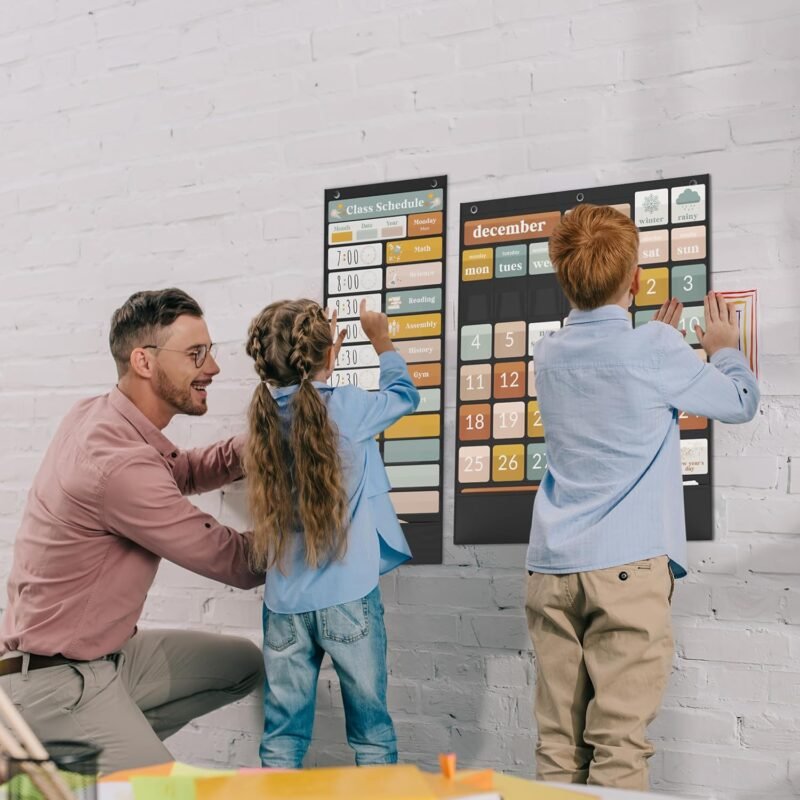 The Ultimate Pocket Chart for Classroom - Beautiful Daily Schedule Calendar with Designed Cards Encourages Visual Learning for Kids - Fun Boho Routine Calendar Chart Fits Nicely with Any School Decor - Image 8