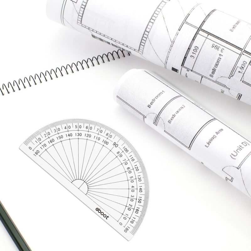 EBOOT 50 Pcs Math Protractors Plastic Protractor 180 Degrees, 4 Inches(Clear) - Image 6