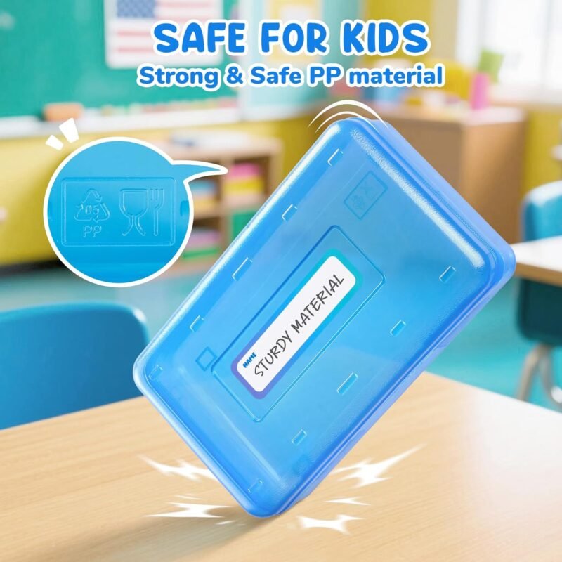 GAMENOTE Plastic Pencil Box with Personalized Sticker,Kids Large Hard Pencil Case with Snap-tight Lid,Clear Crayon Maker Organizer,Small Art Craft Storage Containers,School Supplies Box for Boys,Girls - Image 8