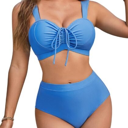 Blooming Jelly Womens High Waisted Bikini Sets Push Up Swimsuits Chest Drawstring Two Piece Bathing Suits