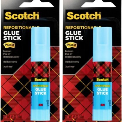 Scotch Removable Restickable Glue Stick, .49oz, Repositionable Stick, 2 Pack