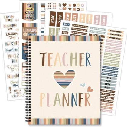Boho Teacher Planner Rainbow Teacher Plan Book School Year Planner With Lesson Plans Colorful Stickers New Undated Teacher Lesson Planner For Classroom or Homeschool 9''X11'' (color, 135 pages)