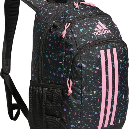 adidas Creator Laptop Backpack for Women and Men, Comfortable and Durable Small Athletic Bag, Speckle Black/Bliss Pink/Black, One Size