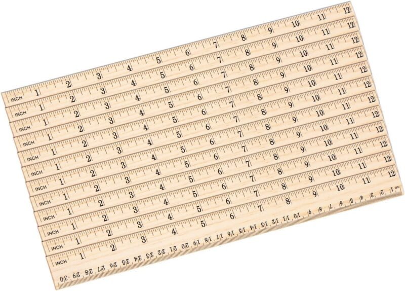 Outus 12 Pack Wood Ruler Bulk for Students Wooden School Rulers Gifts Office Classroom Measuring, 2 Scale, 12 Inch and 30 cm - Image 6