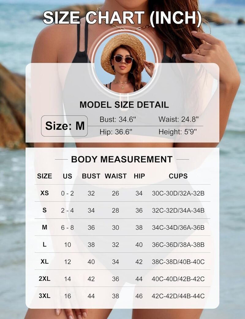 BMJL Womens High Waisted Bikini Sets Modest Tummy Control Swimsuits Cutout Crisscross Ruched Two Piece Bathing Suit - Image 6