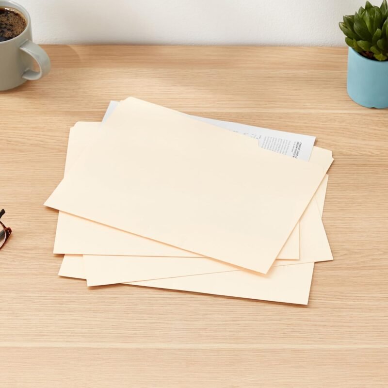 Amazon Basics File Folders with Tabs for Filing, 1/3-Cut Tab, Assorted Positions, Letter Size, Manila, Pack of 100 - Image 6
