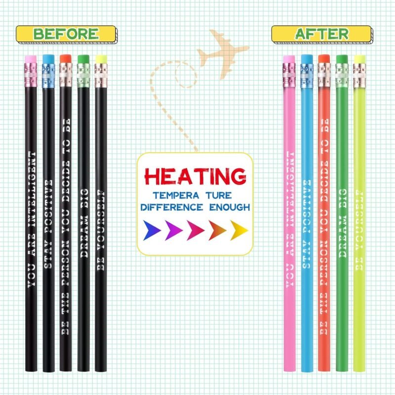 Epakh 100 Pcs Inspirational Pencils Color Changing Pencils Bulk with Eraser HB Wooden Pens Gift for Kids Students Classroom Motivational Graduation Gift(Black,Classic Style) - Image 5
