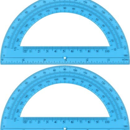 Plastic Protractor Math Protractors 180 Degrees for Geometry Classroom Student School Office Supplies, 6 Inch, Pack of 2 (Blue)