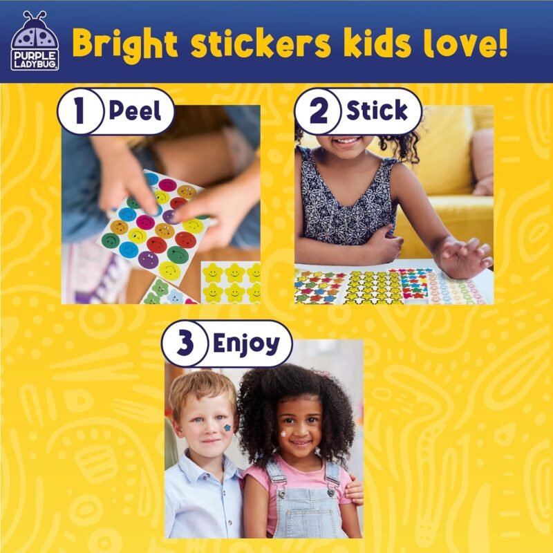 Purple Ladybug Teacher Stickers for Students - 4960 Reward Stickers for Classroom Supplies, Teacher Must-Haves & School Stickers, Small Stickers for Reward Charts, Mess-Free Summer Travel Activities - Image 5