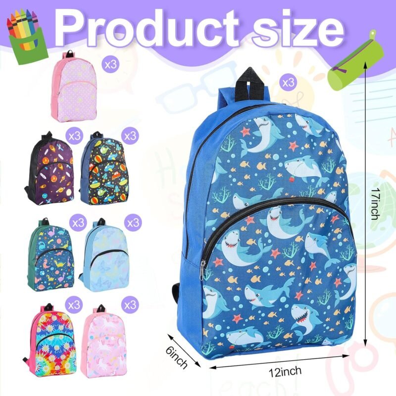 12 Pack Kids Backpack Bulk 15'' Elementary Kindergarten Preschool Back School Supply Bundle for Boys Girls Charity Donate - Image 2