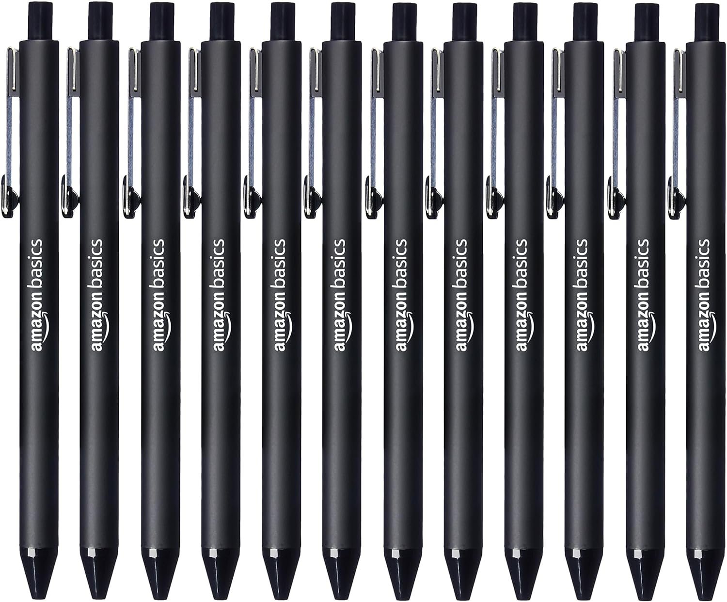 Amazon Basics Black Ballpoint Pens for Smooth Writing, Retractable, 12-Pack
