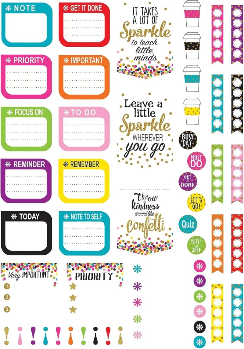 Teacher Created Resources 2152 Lesson Planner w/Stickers, Confetti, 8-1/2-Inch x11-Inch, Multi - Image 3
