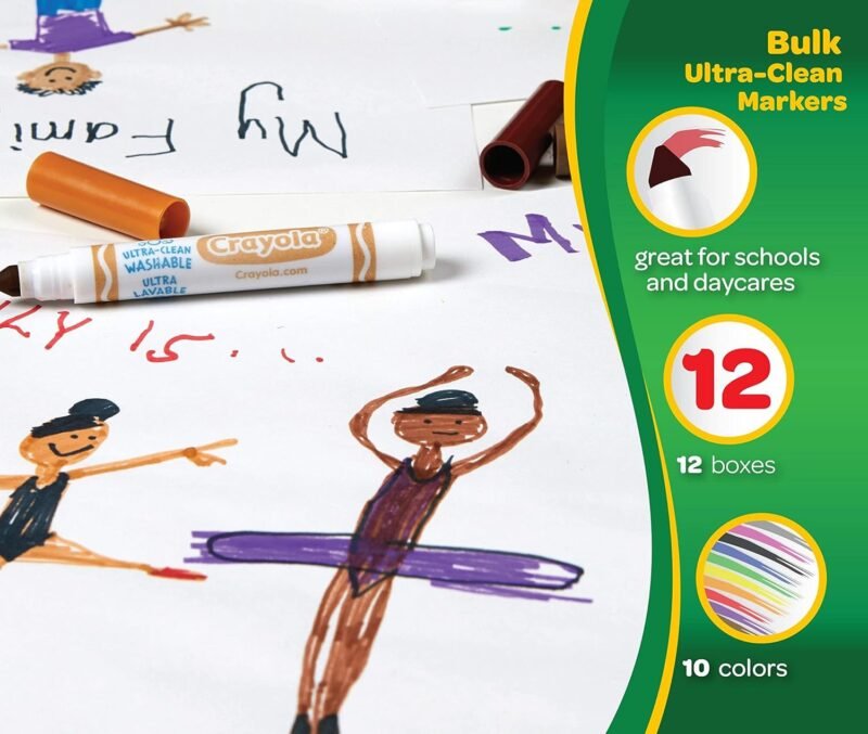 Crayola Ultra Clean Washable Broad Line Markers (12 Boxes), Bulk Classroom Markers for Kids, 10 Colors, Teacher Classroom Must Have, Bulk School Supplies for Kids - Image 2