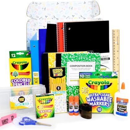 Back to School Essentials Supplies Kit Bundle for K-8 Students – 20-Piece First Day of School Must-Have Set with Notebooks, Pencils, Folders & More