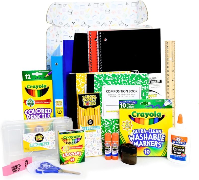 Back to School Essentials Supplies Kit Bundle for K-8 Students – 20-Piece First Day of School Must-Have Set with Notebooks, Pencils, Folders & More