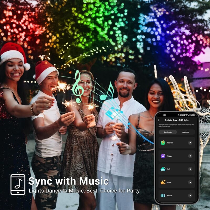 Brizled Smart Christmas Lights, 196ft 600 LED Smart WiFi Color Changing String Lights App Controlled, RGB Christmas Tree Lights Work with Alexa & Google Home for Halloween Indoor Outdoor Decor - Image 6