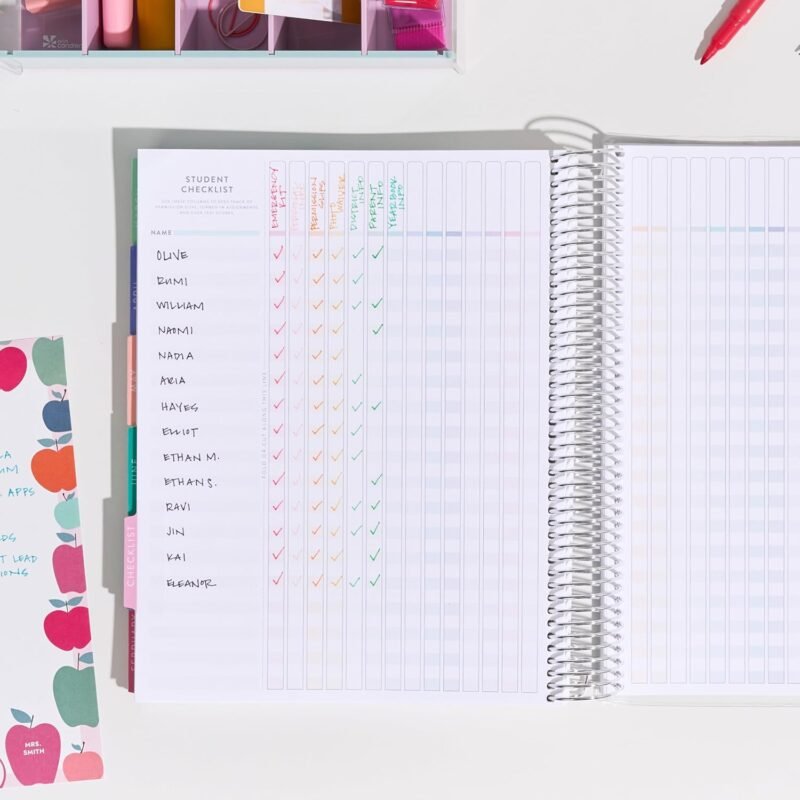 Erin Condren 12-Month Teacher Lesson Planner (Jul 2025 - Jun 2026), 8.5" x 11" Spiral Weekly and Monthly Teacher Planner, Teach Colorful Covers, Hexagon Theme, Horizontal Layout, Platinum Coil - Image 5