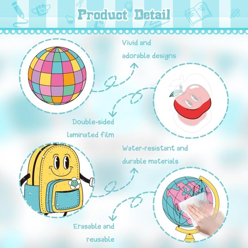 Welcome Back to School Bulletin Board Welcome Back Classroom Decoration Hippie Retro Bulletin Board Set in Our Back to School Era Cutouts for School Chalkboard Wall Door Decor Supply - Image 4