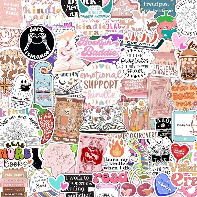 120 PCS Romance Book Stickers for Kindle, Bookish Sticker Pack for Readers Adult Spicy Booktok Vinyl Decals for Laptop IPAD Reader Water Bottle Girls Waterproof