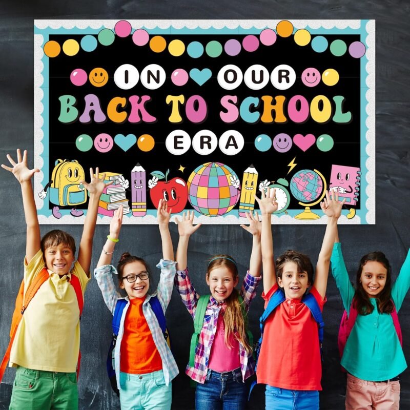Welcome Back to School Bulletin Board Welcome Back Classroom Decoration Hippie Retro Bulletin Board Set in Our Back to School Era Cutouts for School Chalkboard Wall Door Decor Supply - Image 5