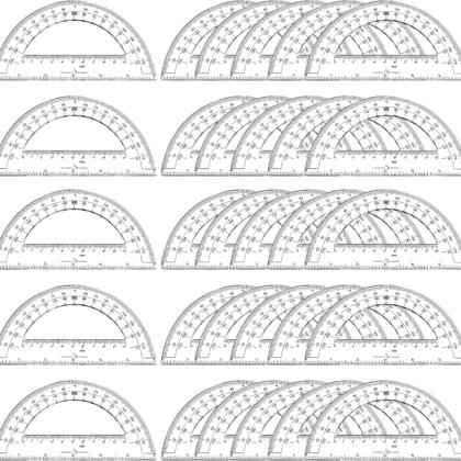 30PCS Clear Plastic Student Math Protractor 6-Inch Long 180 Degree for Angle Measurement