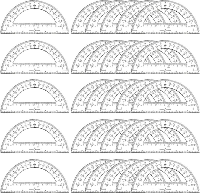 30PCS Clear Plastic Student Math Protractor 6-Inch Long 180 Degree for Angle Measurement