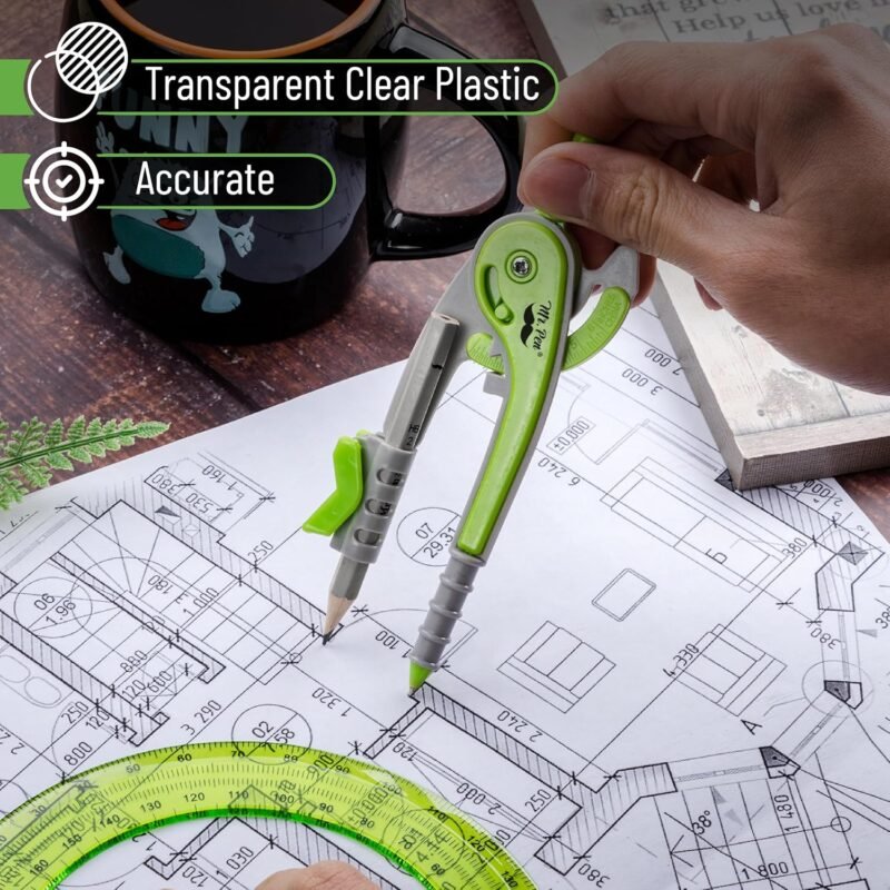 Mr. Pen- Compass and Protractor Set, Geometry Kit, Compass Protractor Set, Protractor, Compass for Geometry, Math Compass, Compass School, Math Compass and Protractor, Back to School Supplies - Image 4