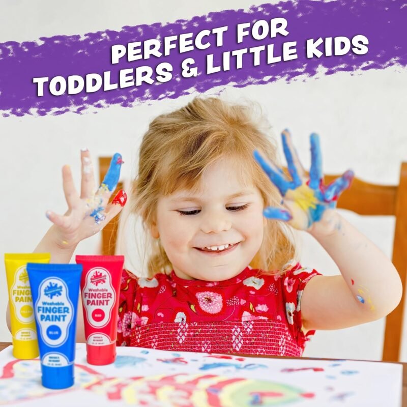 Washable Finger Paint for Kids, Variety 8 Pack | Nontoxic, Washable Toddler Paint Set for Kids | Easy-to-Squeeze Tubes for Less Mess | Vibrant Colors Perfect for Toddler Art Supplies - Image 7