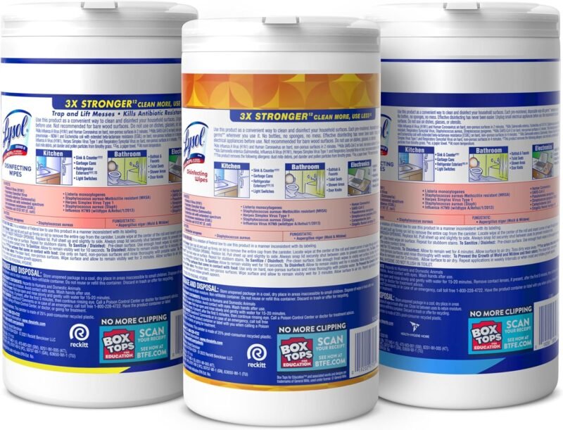 Lysol Disinfectant Wipes Bundle, Multi-Surface Cleaning Wipes, For Disinfecting & Cleaning, contains Lemon & Lime Blossom, Crisp Linen, & Mango & Hibiscus, 3x80 ct, (240 ct Total) - Image 10