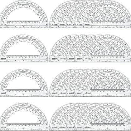 EBOOT 24 Pack Plastic Protractors Math Protractor 180 Degrees 6 Inch (Clear)