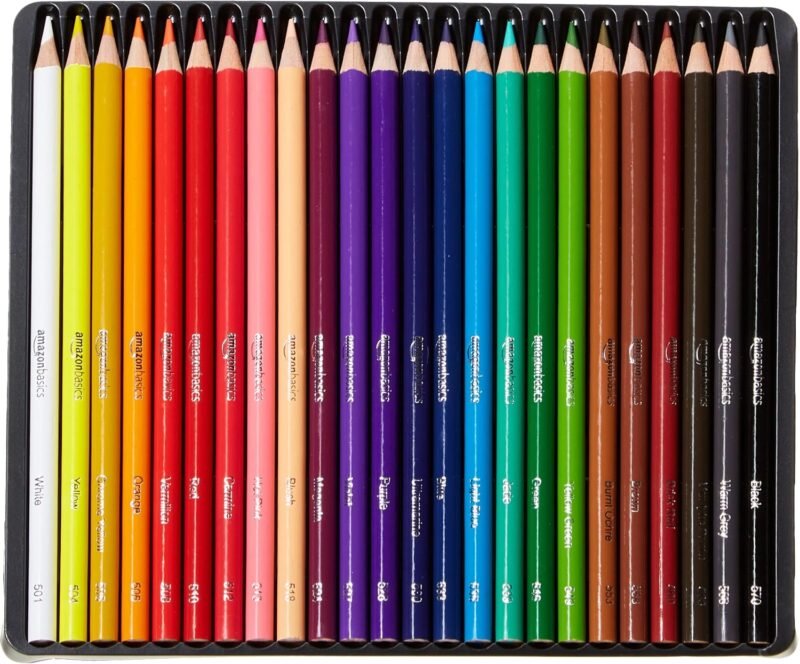 Amazon Basics Colored Pencils for Coloring and Drawing, Premium, Soft Core, Back to School Supplies, 24 Count (Pack of 1), Multicolor - Image 2