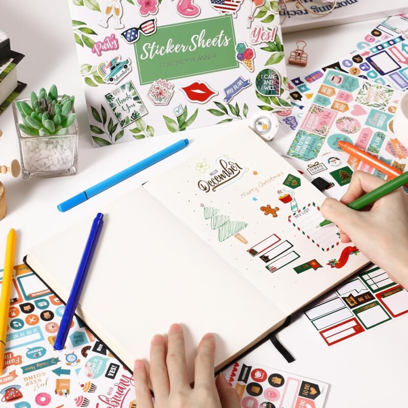 Planner Stickers - Monthly Planner Stickers and Accessories 25 Pages 1500 + Stunning Functional and Colorful Designs, Calendar Sticker Includes Festival Theme Journal Sticker - Image 2