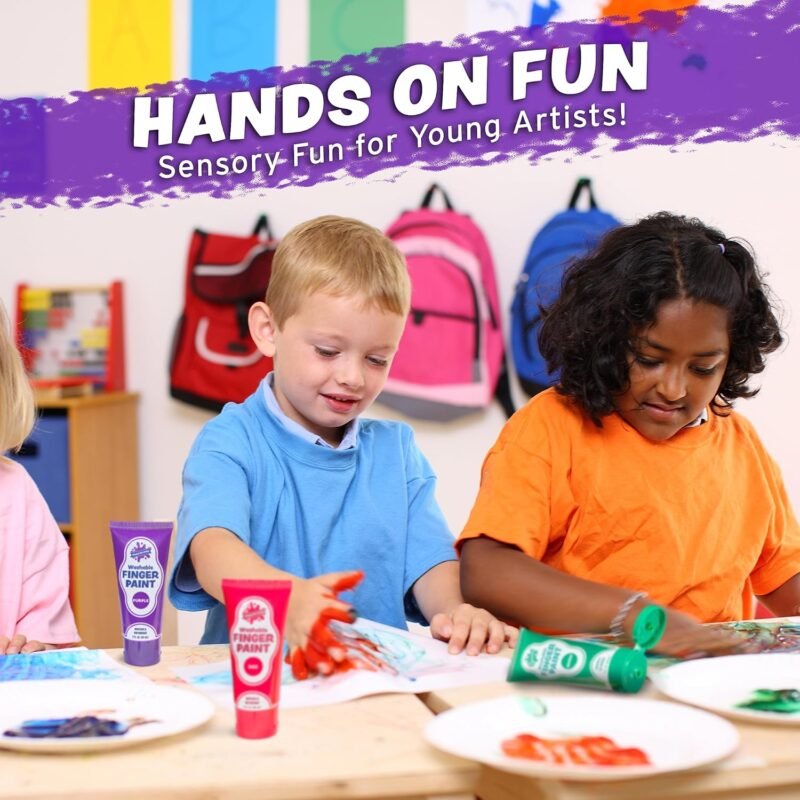 Washable Finger Paint for Kids, Variety 8 Pack | Nontoxic, Washable Toddler Paint Set for Kids | Easy-to-Squeeze Tubes for Less Mess | Vibrant Colors Perfect for Toddler Art Supplies - Image 2