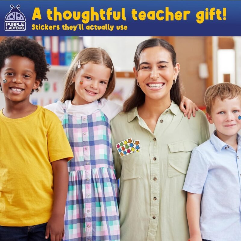 Purple Ladybug Teacher Stickers for Students - 4960 Reward Stickers for Classroom Supplies, Teacher Must-Haves & School Stickers, Small Stickers for Reward Charts, Mess-Free Summer Travel Activities - Image 2