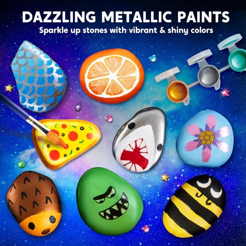 JOYIN Rock Painting Kit- Glow in The Dark Rock Kit, Arts and Crafts for Kids Ages 6-12, Art Supplies Toy, Kids Craft Paint Kits, Arts & Crafts for Boys Girls Birthday Party Gift Toy - Image 7