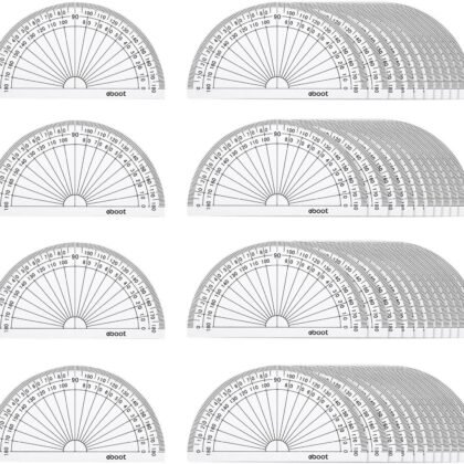 EBOOT 50 Pcs Math Protractors Plastic Protractor 180 Degrees, 4 Inches(Clear)