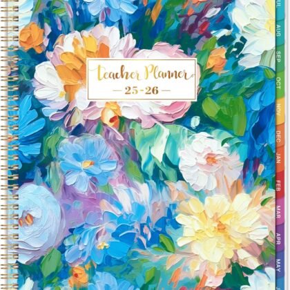 Teacher Planner 2025-2026 - Teacher Lesson Plan Book 2025-2026 from Jul. 2025 to Jun. 2026, 11" x 8.5", Weekly & Monthly Lesson Planner for Teachers - Floral