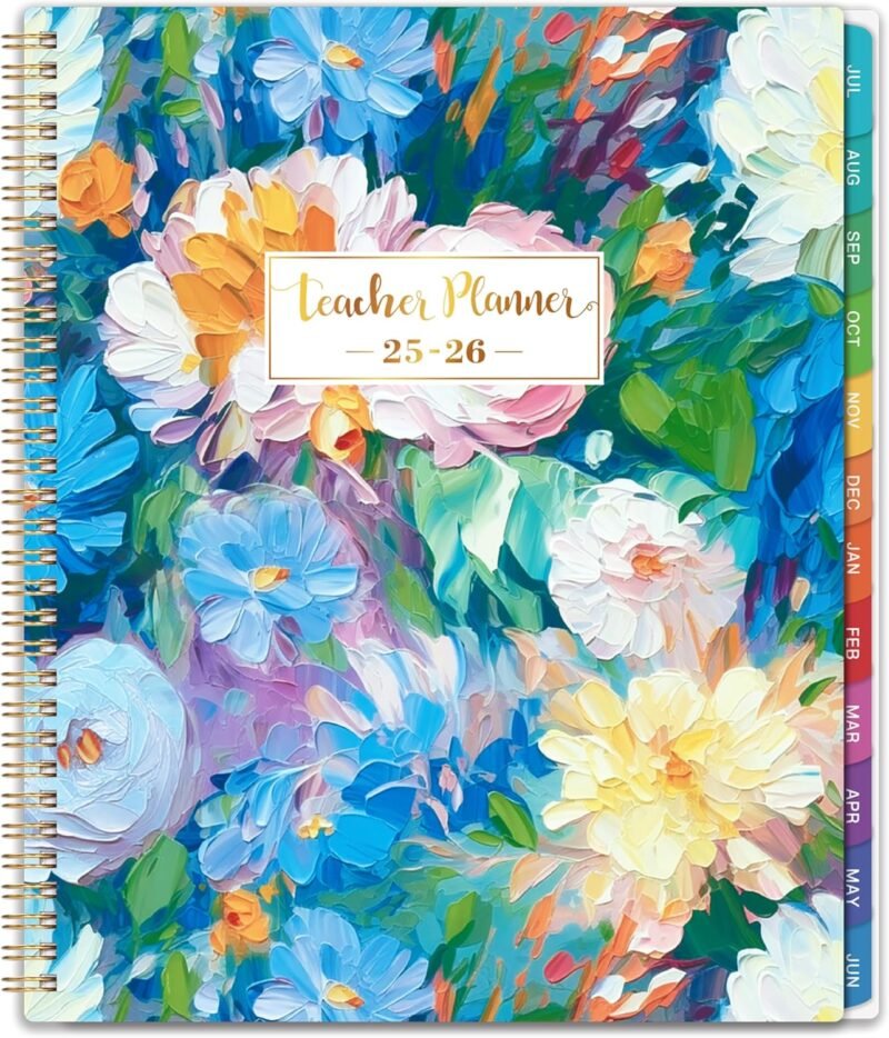 Teacher Planner 2025-2026 - Teacher Lesson Plan Book 2025-2026 from Jul. 2025 to Jun. 2026, 11" x 8.5", Weekly & Monthly Lesson Planner for Teachers - Floral