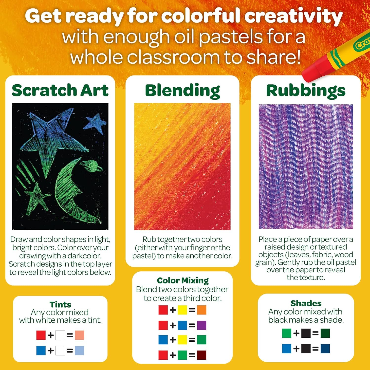 Crayola Oil Pastels Classpack (336ct), 12 Brilliant Opaque Colors, Kids Arts & Crafts, School Supplies for Classrooms, 4+ - Image 7