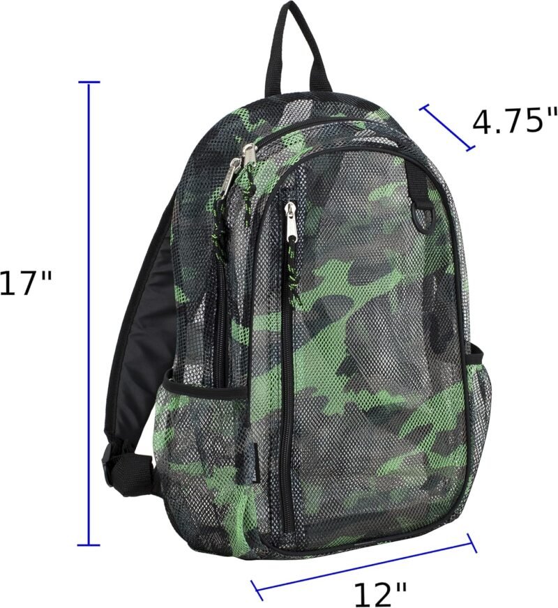 Eastsport Gym Mesh Backpack See Through Semi Transparent with Adjustable Straps for Work, Travel, Security, Swimming and Beach - Camo/Black - Image 2