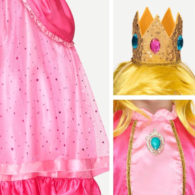 Spooktacular Creations Halloween Pink Peach Princess Dress, Kids Princess Dress Up, Peach Crown Costume for Girls Birthday - Image 4