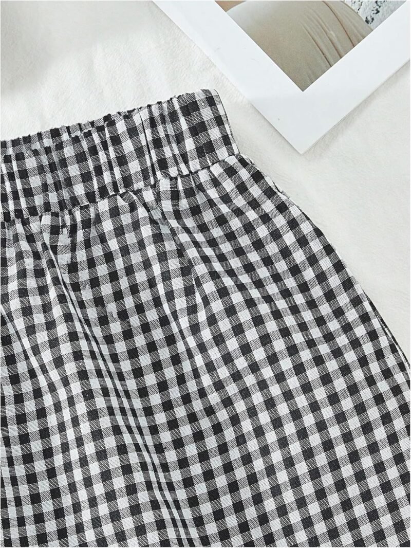SOLY HUX Women's Summer 2 Piece Outfits Plaid Print Sleeveless Tie Front Tank Top Vest Shorts Beach Vacation Set - Image 4
