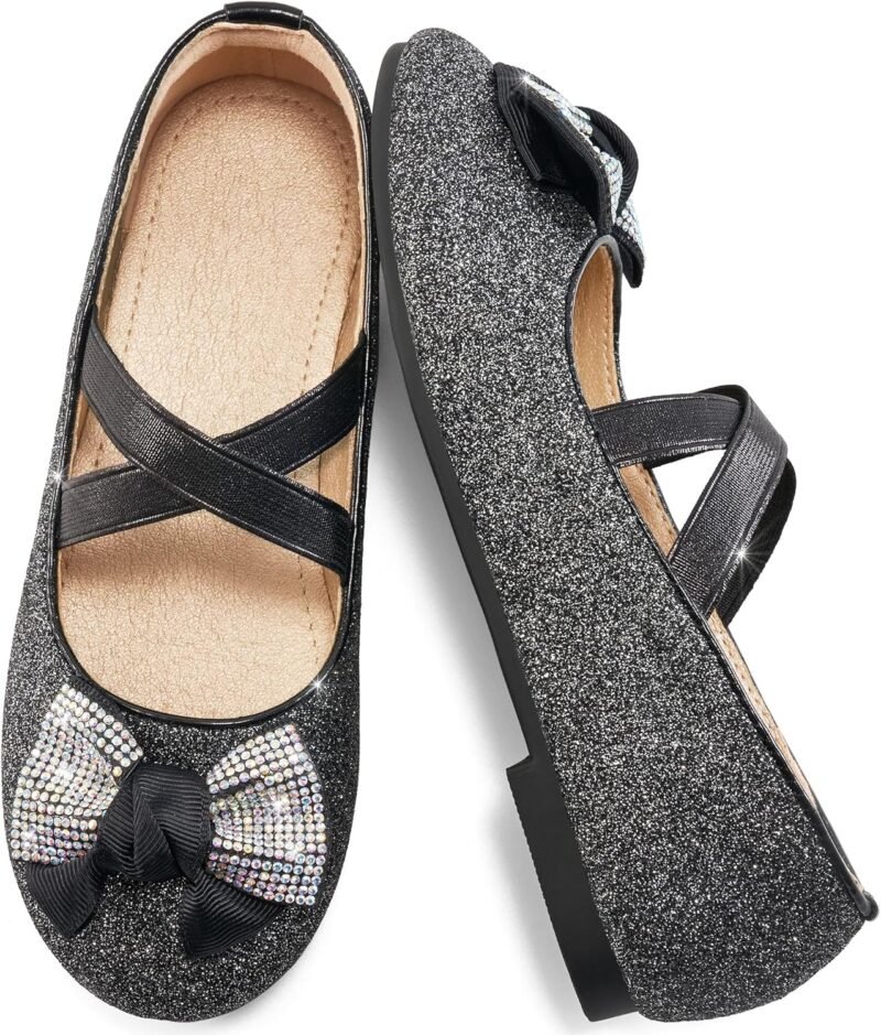 Ablanczoom Girls Flats Dress Shoes - Toddler/Little Girl Casual Slip on Bowknot Mary Jane Ballet Flats Wedding Party School