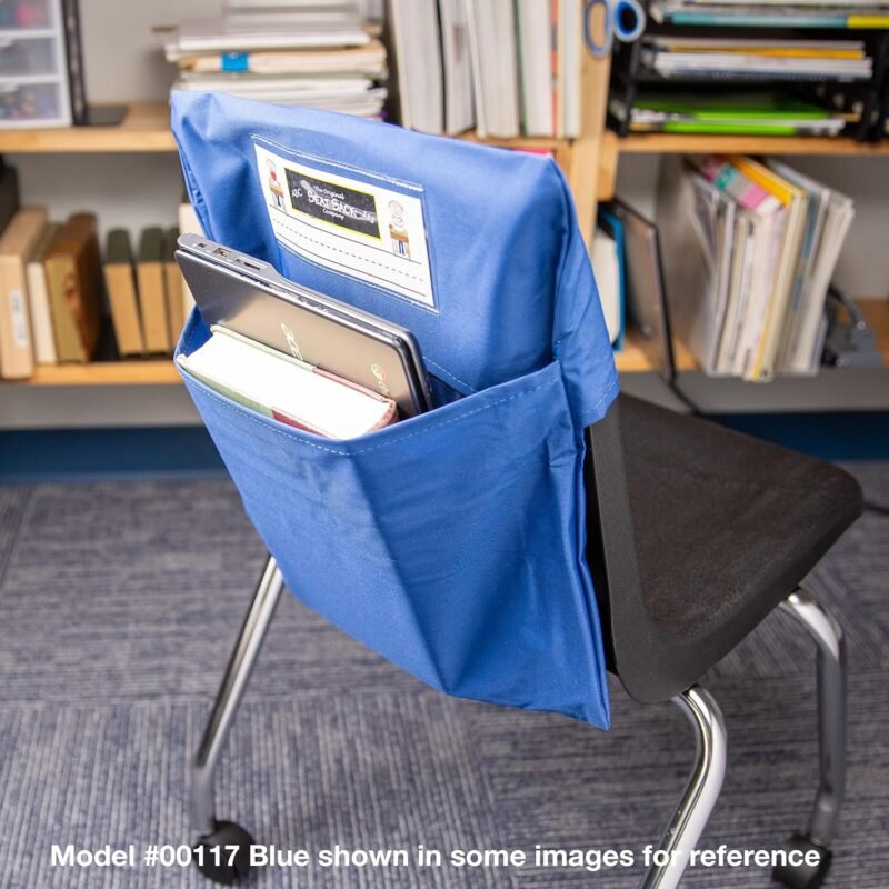 Seat Sack Medium Chair Storage Pocket - 15 Inches Black - Organizer for Classroom Chairs, Durable and Spacious, Storage and Organization - Image 4